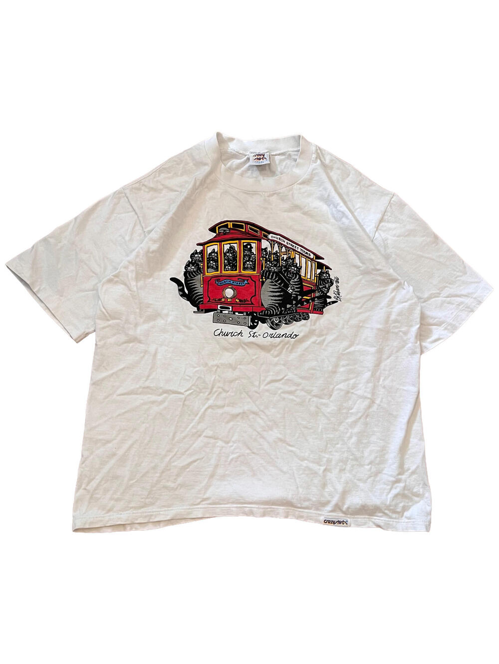 Vintage B Kilban Crazy Shirts Cat T-Shirt Large 90s Church St Orlando